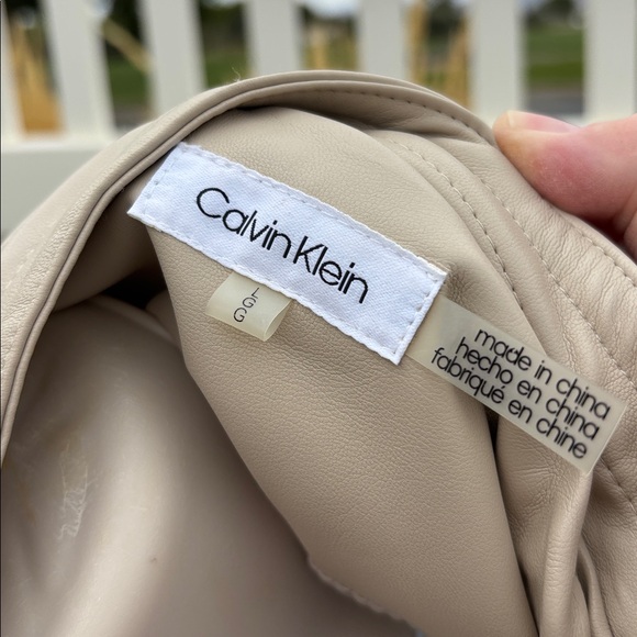 Calvin Klein Size L Zip Front Button Detail Faux Leather Jacket - Picture 6 of 6